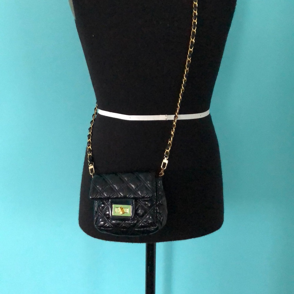 BIG BUDDHA PATENT LEATHER CROSSBODY BAG